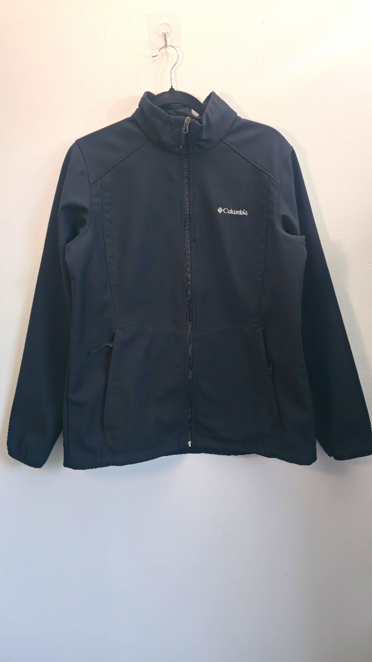 Columbia Men's Black Softshell Full Zip Jacket Zippered Pockets L
